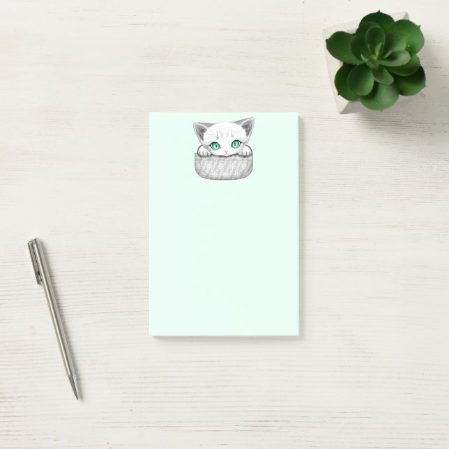 Katze Niedlich und spielerisch aus einem Pocket Post-it Klebezettel (Büro)