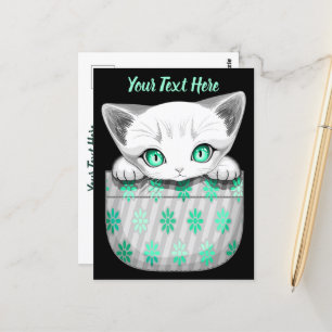 Katze Niedlich und spielerisch aus einem Pocket Postkarte