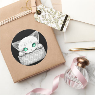 Katze Niedlich und spielerisch aus einem Pocket Runder Aufkleber