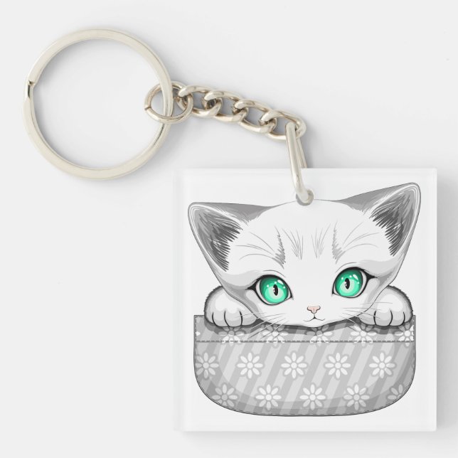 Katze Niedlich und spielerisch aus einem Pocket Schlüsselanhänger (Vorderseite)