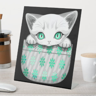 Katze Niedlich und spielerisch aus einem Pocket Sockelschild