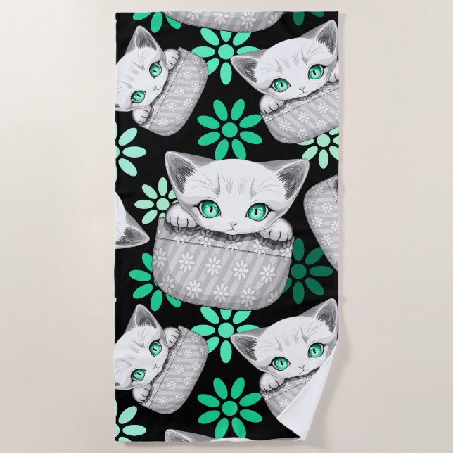 Katze Niedlich und spielerisch aus einem Pocket Strandtuch (Vorderseite)