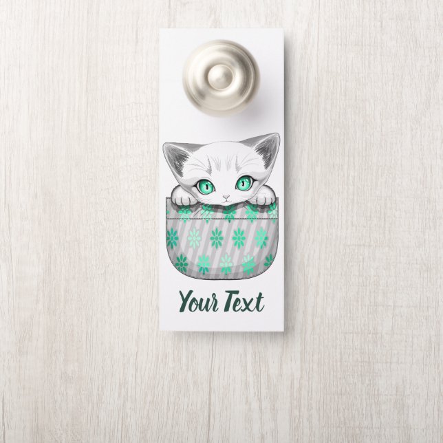 Katze Niedlich und spielerisch aus einem Pocket Türanhänger (Auf Knauf)