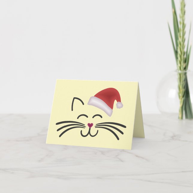 Katze Nikolaus Mütze Cat Santa Hat Karte (Vorderseite)