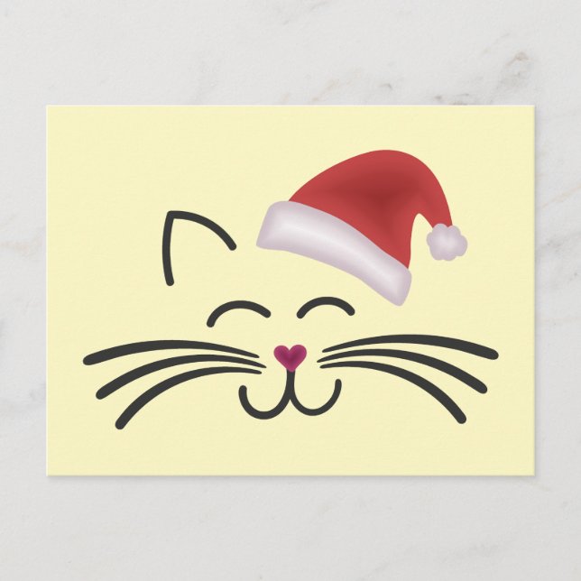 Katze Nikolaus Mütze Cat Santa Hat Postkarte (Vorderseite)
