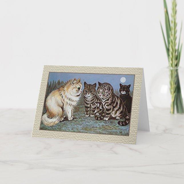 Katze Notecard, Mondschein-Katzen Louis Wain Karte (Vorderseite)