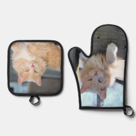 Katze Ofenhandschuh & Topflappen-Set