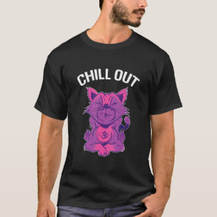 Katze Om Aum Symbol Meditation Lotus-Sitz Yoga T-Shirt