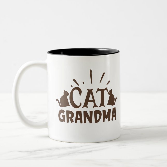 Katze Oma Zweifarbige Tasse (Links)