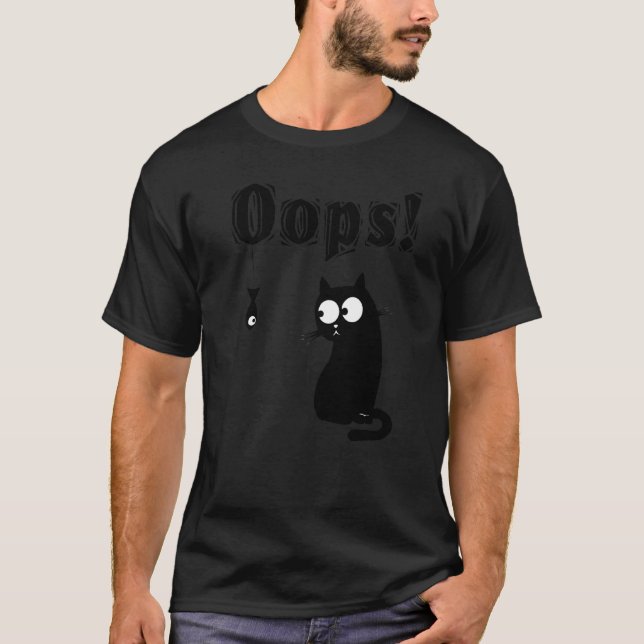 Katze Oops  schwarze Katze T-Shirt (Vorderseite)