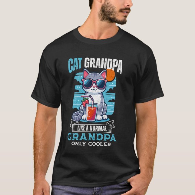 Katze Opa Cooler Katzenklatsche Großvater Katze Gr T-Shirt (Vorderseite)