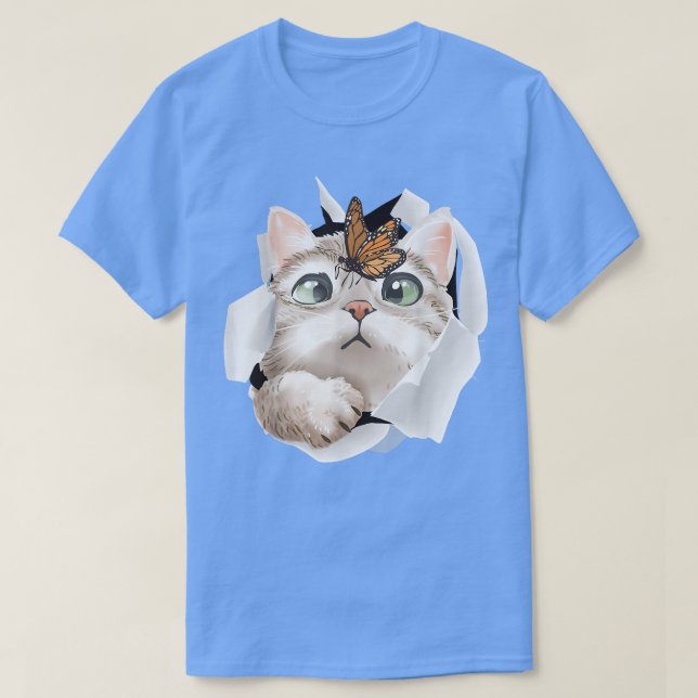 Katze , Orange Cat T, Cat Torn Tuch , Kitten  T-Shirt (Design vorne)