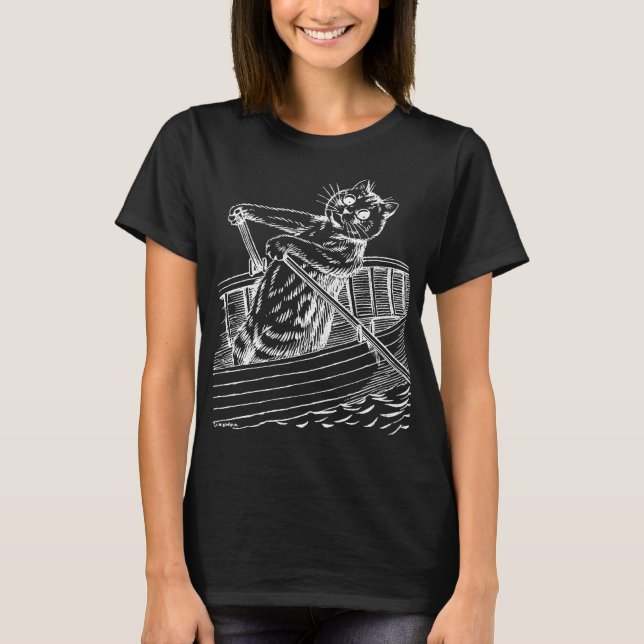 Katze paddeln, Louis Wain T-Shirt (Vorderseite)