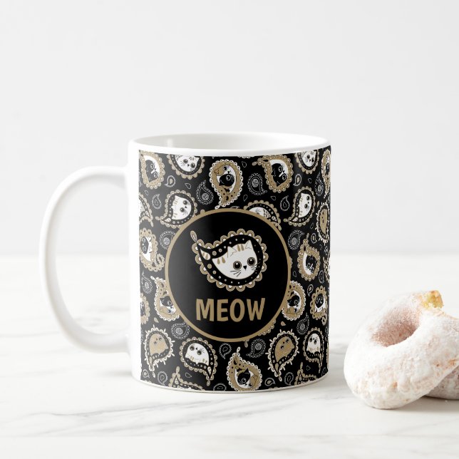 Katze Paisley Kaffeetasse (Mit Donut)