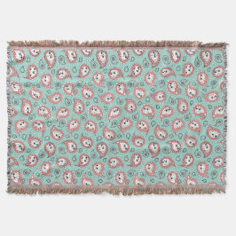 Katze Paisley - Korallen und Minze Decke
