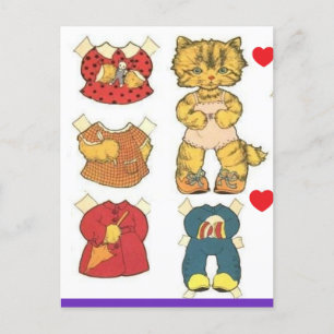 KATZE PAPIER PUPPE VINTAGE GEBURTSTAGSPOSTKARTE POSTKARTE