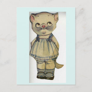 KATZE PAPIERPUPPE VINTAGE SÜßE POSTKARTE