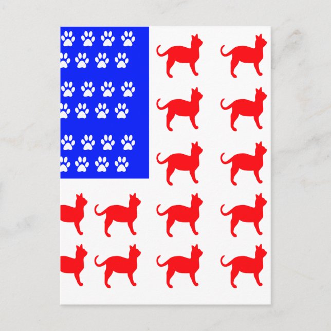 Katze + Paw-Flag Postkarte (Vorderseite)