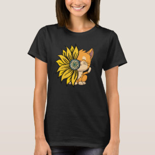 Katze Person Sonnenschein Sonnenblume Tier Katze L T-Shirt