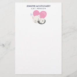 Katze Person Text Niedlich White Kitty Cat Schlafe Briefpapier