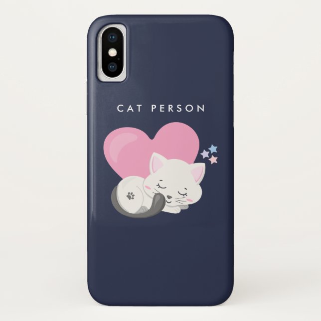 Katze Person Text Niedlich White Kitty Cat Schlafe Case-Mate iPhone Hülle (Rückseite)
