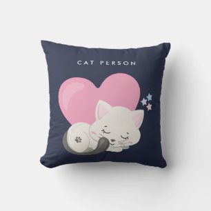 Katze Person Text Niedlich White Kitty Cat Schlafe Kissen