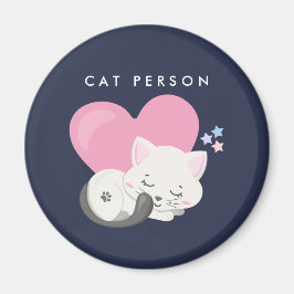 Katze Person Text Niedlich White Kitty Cat Schlafe Magnet