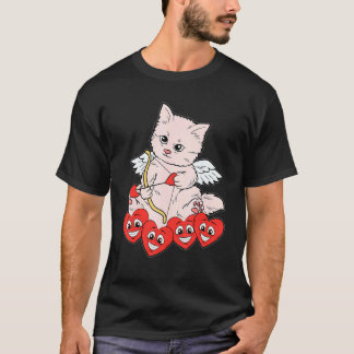 Katze Pfeil Herz Valentinstag Süße Katze Kätzchen  T-Shirt