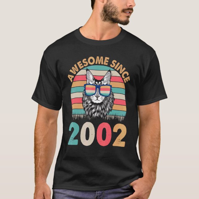 Katze Phantastisch seit 2002 glücklich Geburtstag  T-Shirt (Vorderseite)