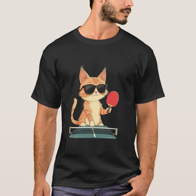 Katze Ping Pong T-Shirt (Vorderseite)