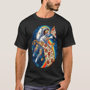 Katze Pizza Weltraum Katze Surfen Pizza Galaxie As T-Shirt