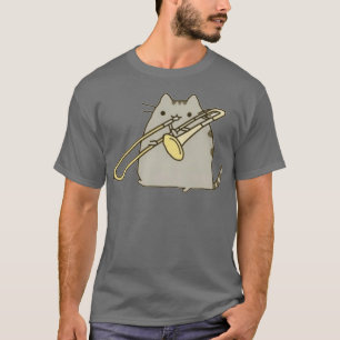 Katze Playing Trombone Saxophon  T-Shirt