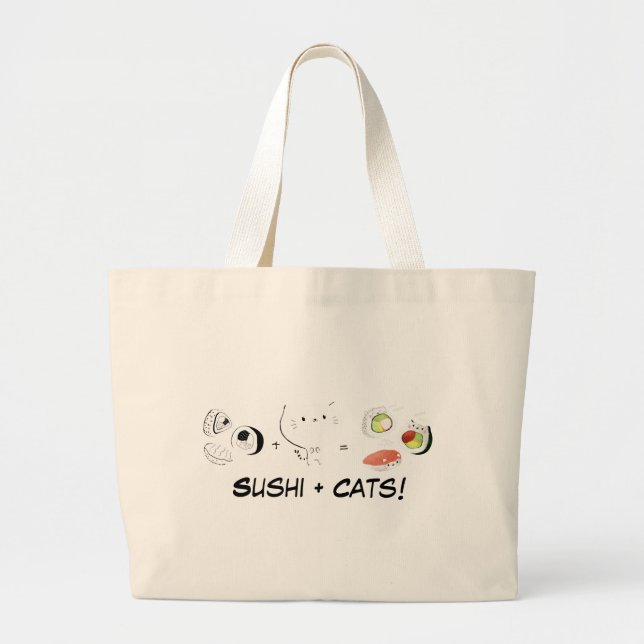 Katze plus Sushi entspricht Niedlichkeit! Jumbo Stoffbeutel (Vorne)