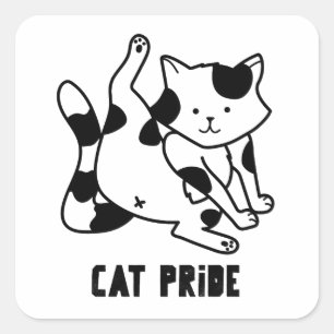 Katze Pride Funny Katze Albern Schwarz-Weiß Katze Quadratischer Aufkleber