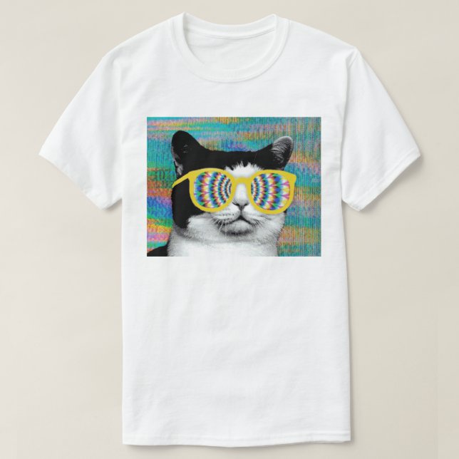 KATZE PSYCHEDELIC MIT SUNGLASSEN T-Shirt (Design vorne)