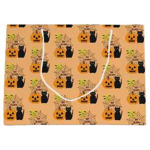 Katze & Pumpkin Halloween Große Geschenktasche Geschenktüte