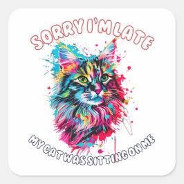 Katze Quadratischer Aufkleber