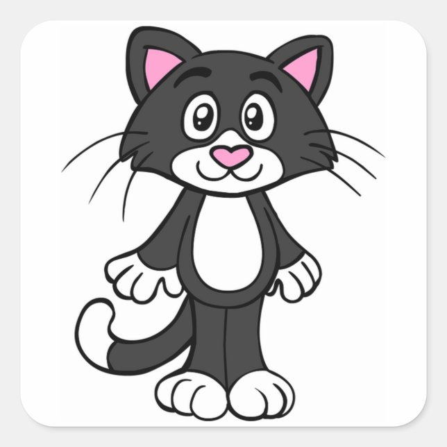 Katze Quadratischer Aufkleber (Vorderseite)