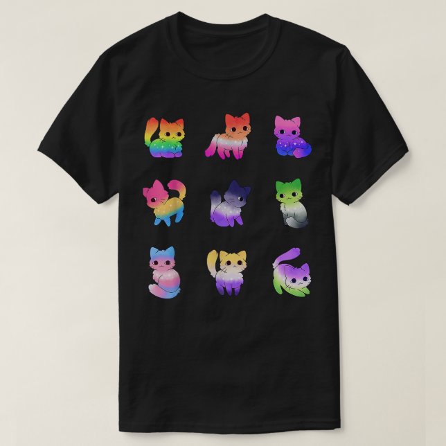 Katze Rainbow Gay Pride Niedlich LGBT Prix Animal  T-Shirt (Design vorne)