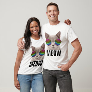 KATZE RAINBOW SUNGLASSEN T - Shirt, MEOW T-Shirt