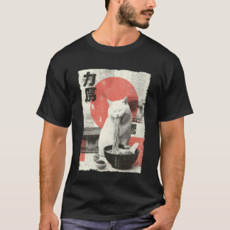 Katze Ramen Ästhetik Japanische Ukiyo-e Kunstwerke T-Shirt