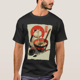 Katze Ramen Ästhetik Japanische Ukiyo-e Kunstwerke T-Shirt