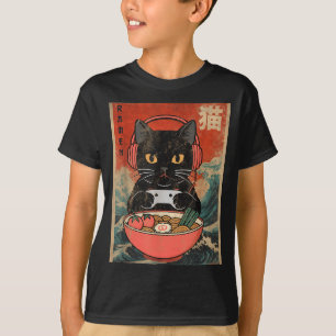 Katze Ramen Japanisch Lustig Grafik Kawaii Anime T-Shirt