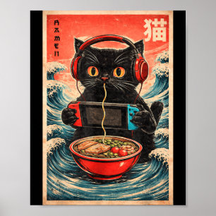 Katze Ramen Japanisch Lustig Grafik Kawaii Katze A Poster