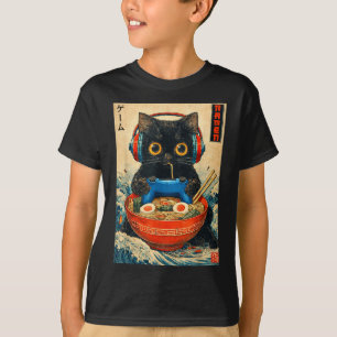 Katze Ramen Japanische Lustige Grafische T-Shirts 