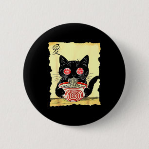 Katze Ramen Japanische Lustige Grafische T-Shirts Button