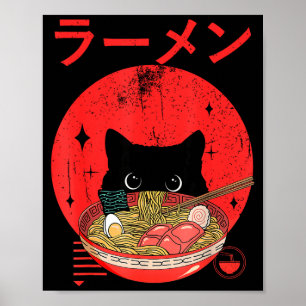 Katze Ramen Japanische Lustige Grafische T-Shirts  Poster