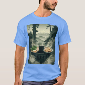 Katze Ramen Mount Fuji Zen Ästhetik Lustig Japanis T-Shirt