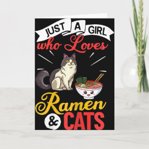 Katze Ramen-Schüssel Hühnchen-Nudelsuppe Japanisch Karte