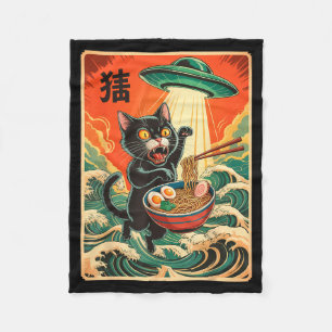 Katze Ramen Ufo Lustiger Japanischer Anime-Shirt M Fleecedecke